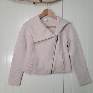 CAbi Ryder Quilted Shawl Vanilla Girl Moto Biker Jacket Asymmetrical Zip Beige